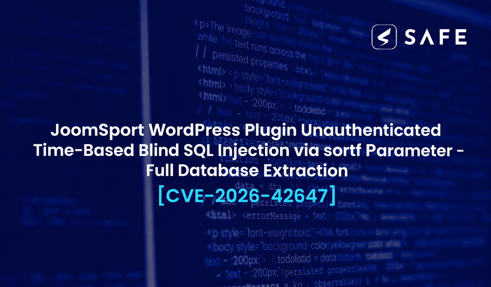 CVE-2026-42647 | JoomSport WordPress Plugin Unauthenticated Time-Based Blind SQL Injection via sortf Parameter – Full Database Extraction